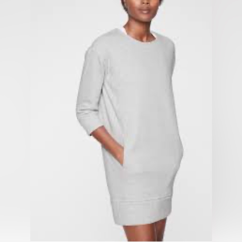 Athleta Light Gray Midi Sweatshirt Dress